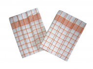 Bavlněné utěrky v bílé a oranžové barvě - 3 ks, | rozměr  50x70 cm.