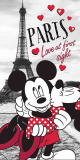 Velmi kvalitní plážová bavlněná dětská osuška Mickey and Minnie in Paris,  | rozměr 70x140 cm.