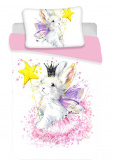 Krásné bavlněné povlečení s obrázkem králíčka s křídly a kouzelnou hůlkou, | 100x135, 40x60 cm