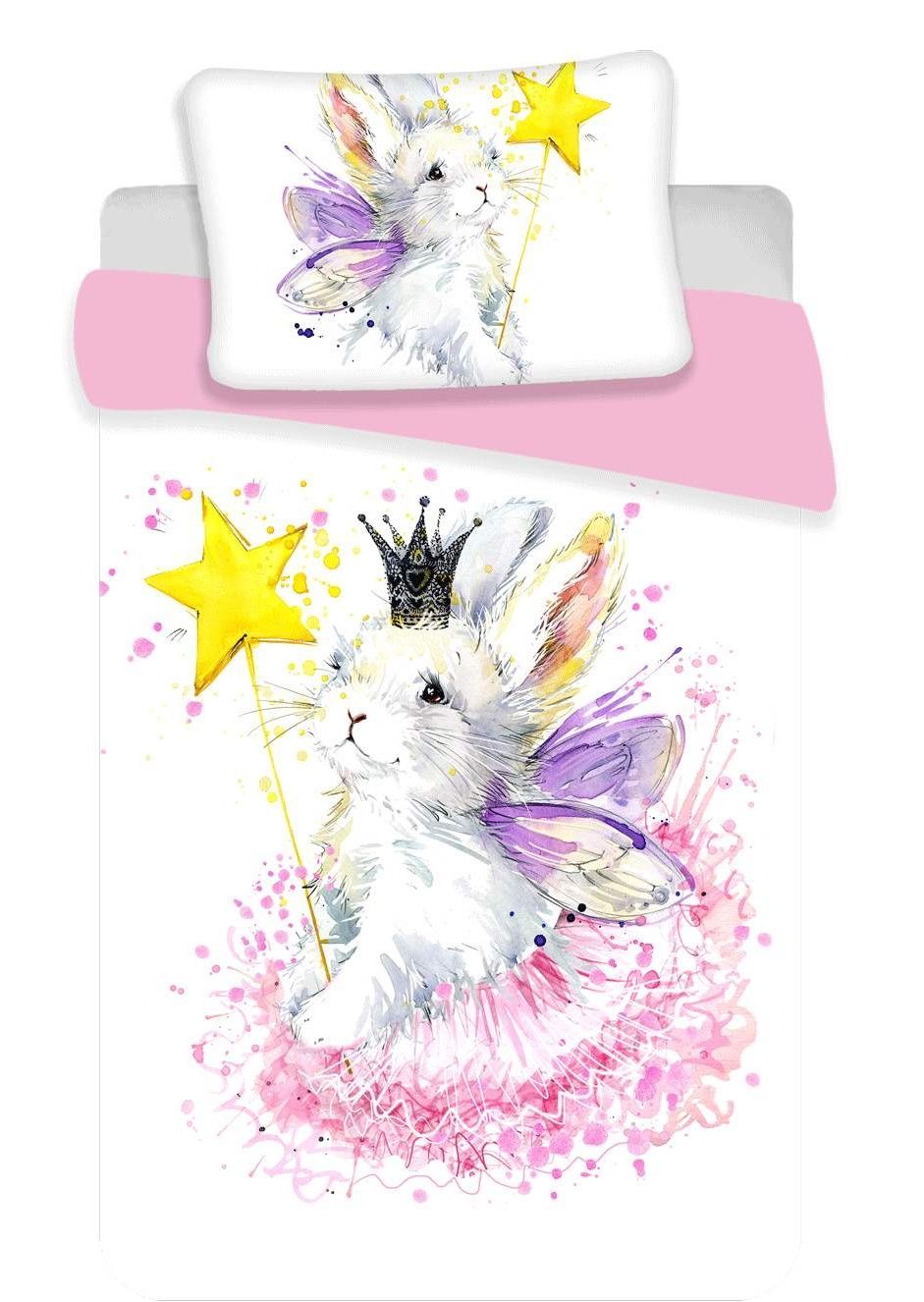 Krásné bavlněné povlečení s obrázkem králíčka s křídly a kouzelnou hůlkou, Jerry Fabrics