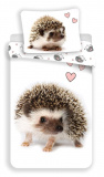 Krásné bavlněné povlečení s fotkou ježečka na bílém pozadí, | 140x200, 70x90 cm