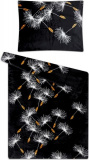 Krásné hřejivé mikroflanelové povlečení s bílými pampelišky na černém pozadí, | 140x200, 70x90 cm