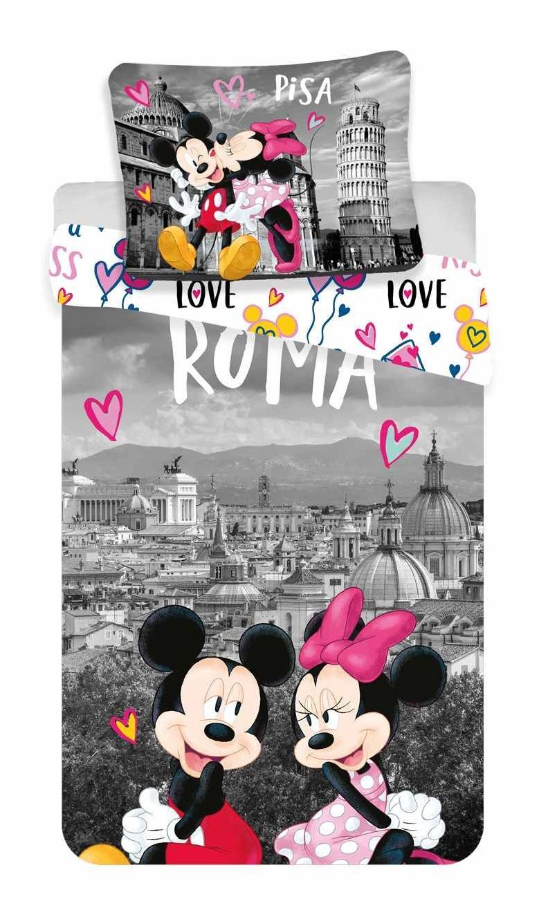 Jemné bavlněné dětské povlečení s postavičkami Mickey a Minnie v Rímě, Jerry Fabrics