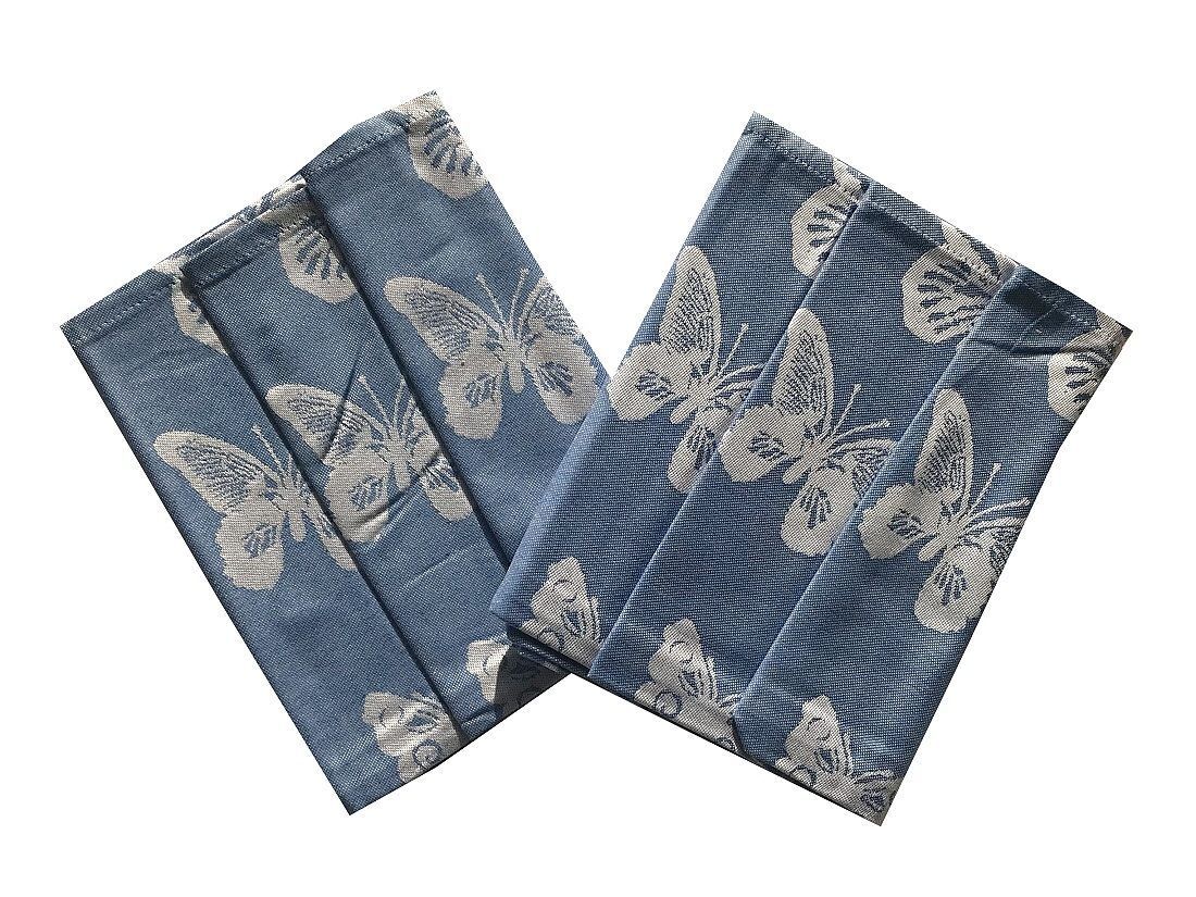 Sada tří bavlněných útěrek s obrázkem motýlka v modré barvě, Svitap