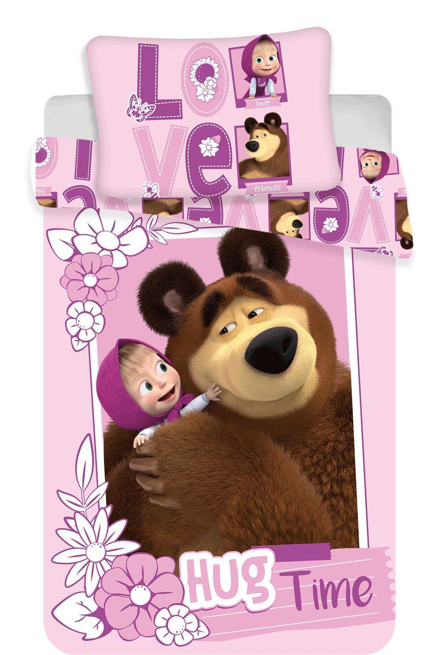Disney povlečení do postýlky Máša a medvěd "Love" baby Jerry Fabrics