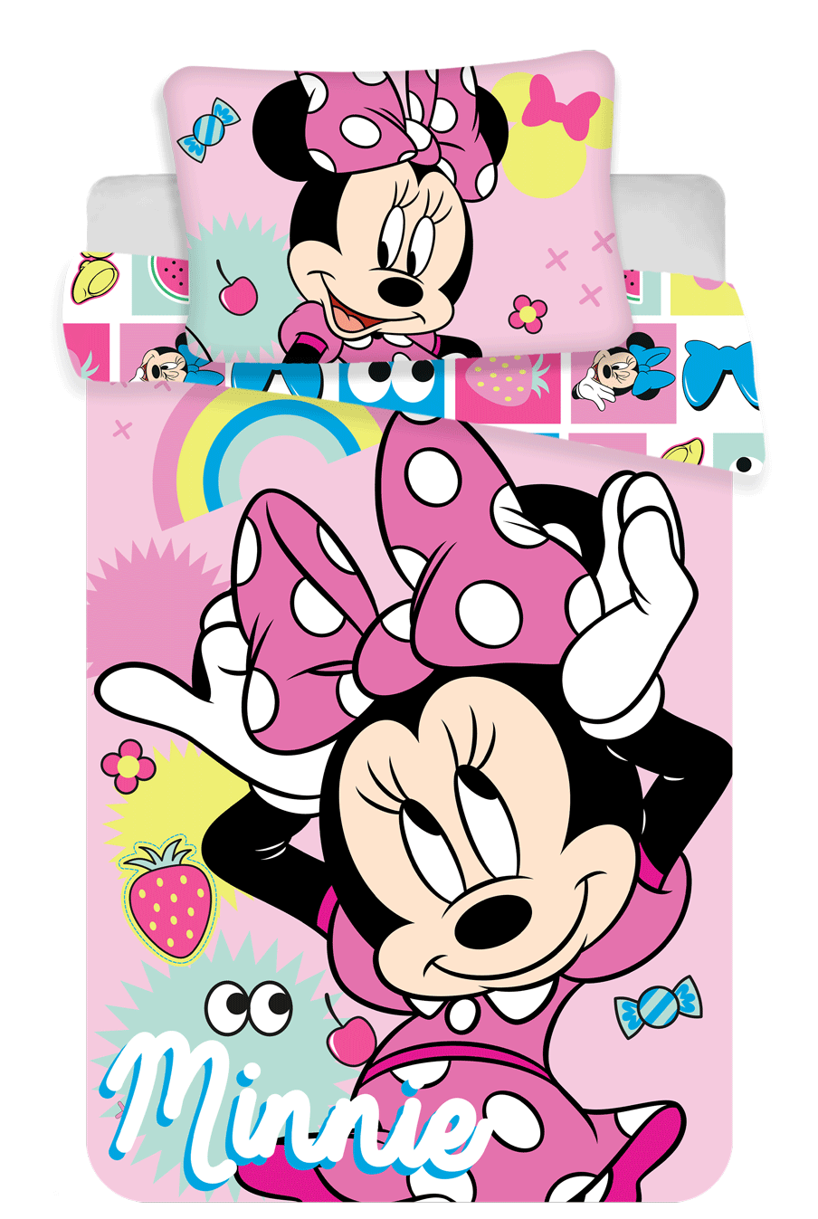 Disney povlečení do postýlky Minnie "Pink square" baby Jerry Fabrics