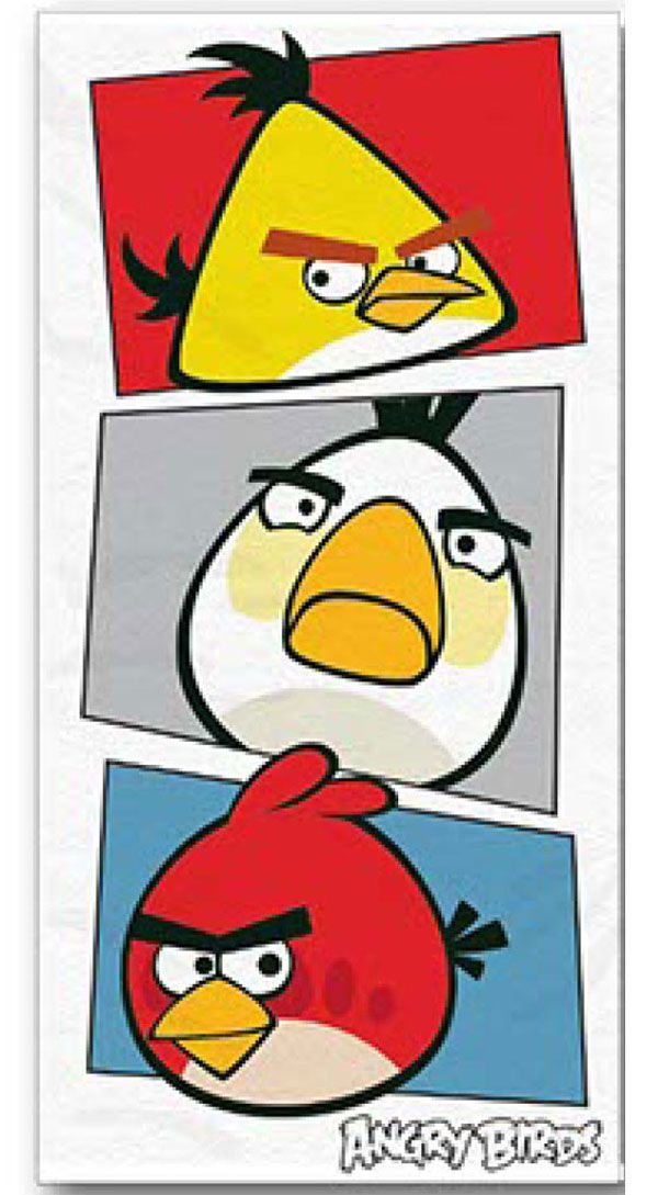 Osuška Angry Birds bílá 70/140 cm