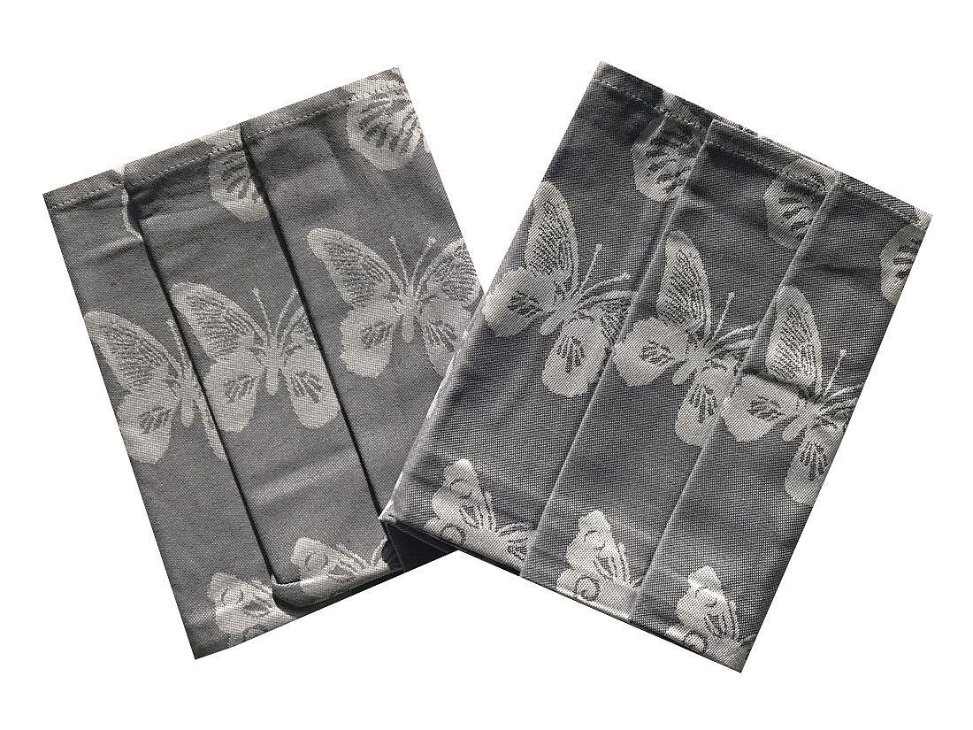 Sada tří bavlněných útěrek s obrázkem motýlka v šedé barvě, Svitap